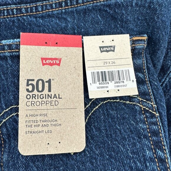 NWT Levis 501 Original Womens Blue Cropped High-Rise Straight Leg Jeans W29 L26 - Picture 9 of 12